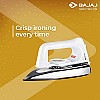 Bajaj Plastic Popular Plus 750W Dry Iron with Advance Soleplate and Anti-Bacterial German Coating Technology, White