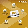 Bajaj Plastic Popular Plus 750W Dry Iron with Advance Soleplate and Anti-Bacterial German Coating Technology, White