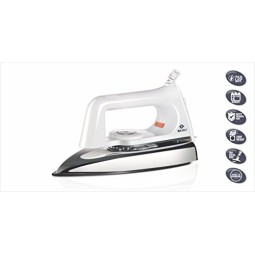 Bajaj Plastic Popular Plus 750W Dry Iron with Advance Soleplate and Anti-Bacterial German Coating Technology, White Bajaj Plastic Popular Plus 750W Dry Iron with Advance Soleplate and Anti-Bacterial German Coating Technology, White
