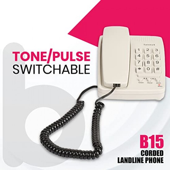 Beetel B15 Basic Corded Landline Phone (Warm Gray)