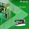 Bajaj DX-2 600W Dry Iron with Advance Soleplate and Anti-bacterial German Coating Technology, Black