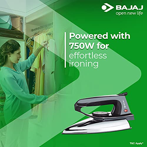Bajaj DX-2 600W Dry Iron with Advance Soleplate and Anti-bacterial German Coating Technology, Black Bajaj DX-2 600W Dry Iron with Advance Soleplate and Anti-bacterial German Coating Technology, Black