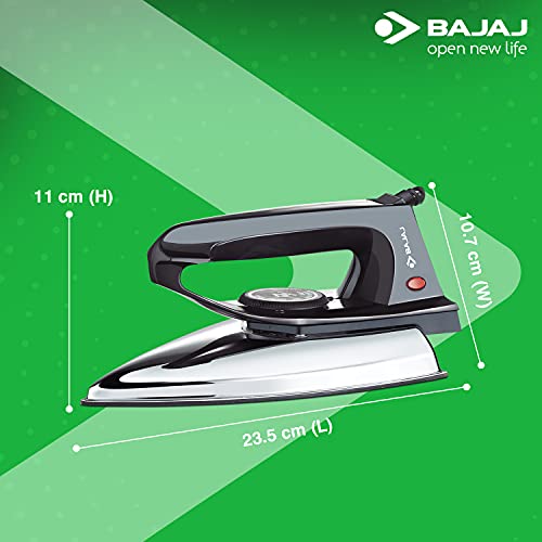 Bajaj DX-2 600W Dry Iron with Advance Soleplate and Anti-bacterial German Coating Technology, Black Bajaj DX-2 600W Dry Iron with Advance Soleplate and Anti-bacterial German Coating Technology, Black