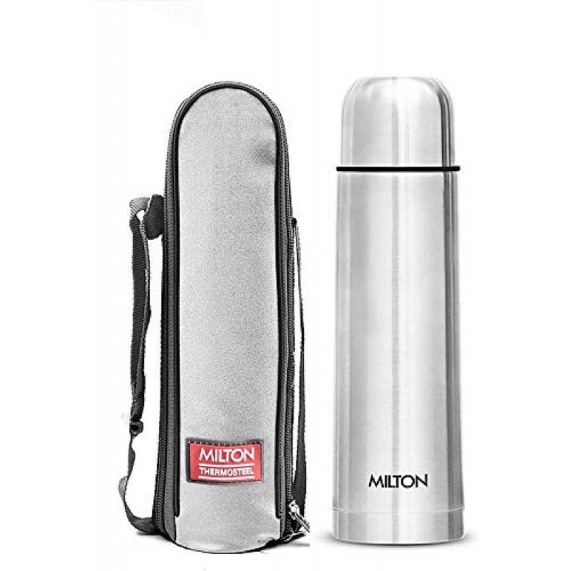 Milton Plain Lid 1000 Thermosteel Vacuum Insulated Flask with Jacket 1000 ml Hot and Cold Water Bottle