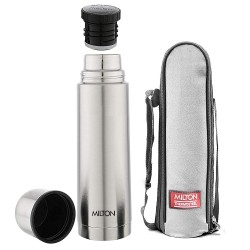 Milton Plain Lid 1000 Thermosteel Vacuum Insulated Flask with Jacket 1000 ml Hot and Cold Water Bottle