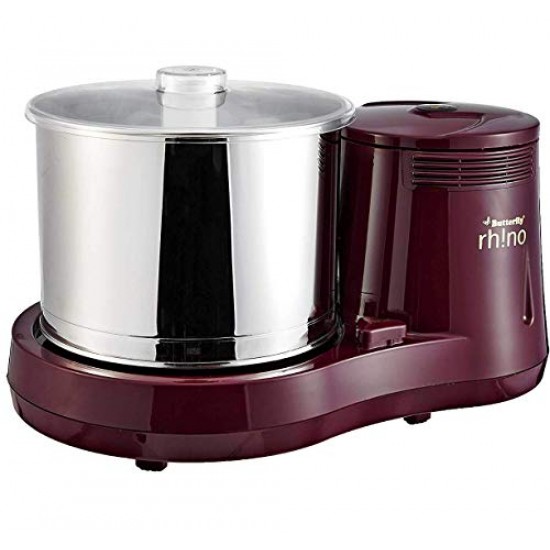 Butterfly Rhino Tabletop Wet Grinder 2 Litre, 150 W, 230 V, AC 50Hz, Cherry Red ABS Body