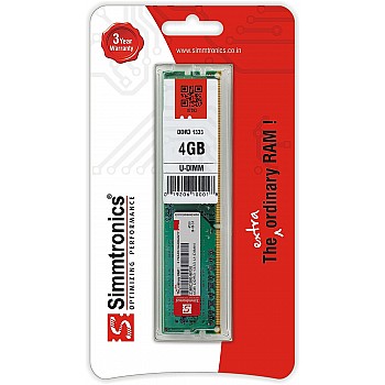 Simmtronics 4GB DDR3 Desktop RAM 1333 MHz (PC 10600) 