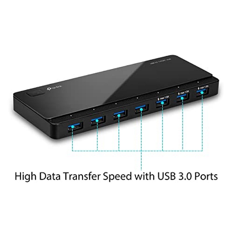 TP-Link Powered USB Hub with 7 Data Smart Charging USB 3.0 Ports, Compatible with Windows