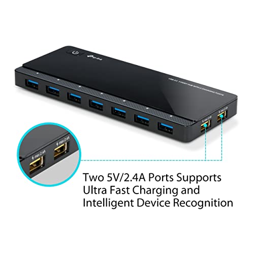 TP-Link Powered USB Hub with 7 Data Smart Charging USB 3.0 Ports, Compatible with Windows TP-Link Powered USB Hub with 7 Data Smart Charging USB 3.0 Ports, Compatible with Windows