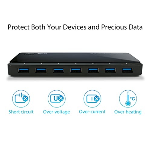 TP-Link Powered USB Hub with 7 Data Smart Charging USB 3.0 Ports, Compatible with Windows TP-Link Powered USB Hub with 7 Data Smart Charging USB 3.0 Ports, Compatible with Windows