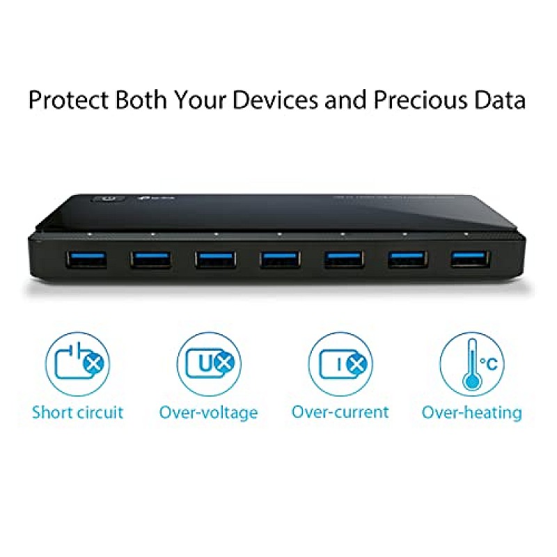 TP-Link Powered USB Hub with 7 Data Smart Charging USB 3.0 Ports, Compatible with Windows