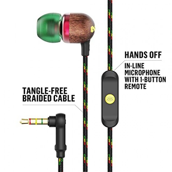 House of Marley Smile Jamaica in-Ear Headphones with Mic - Rasta