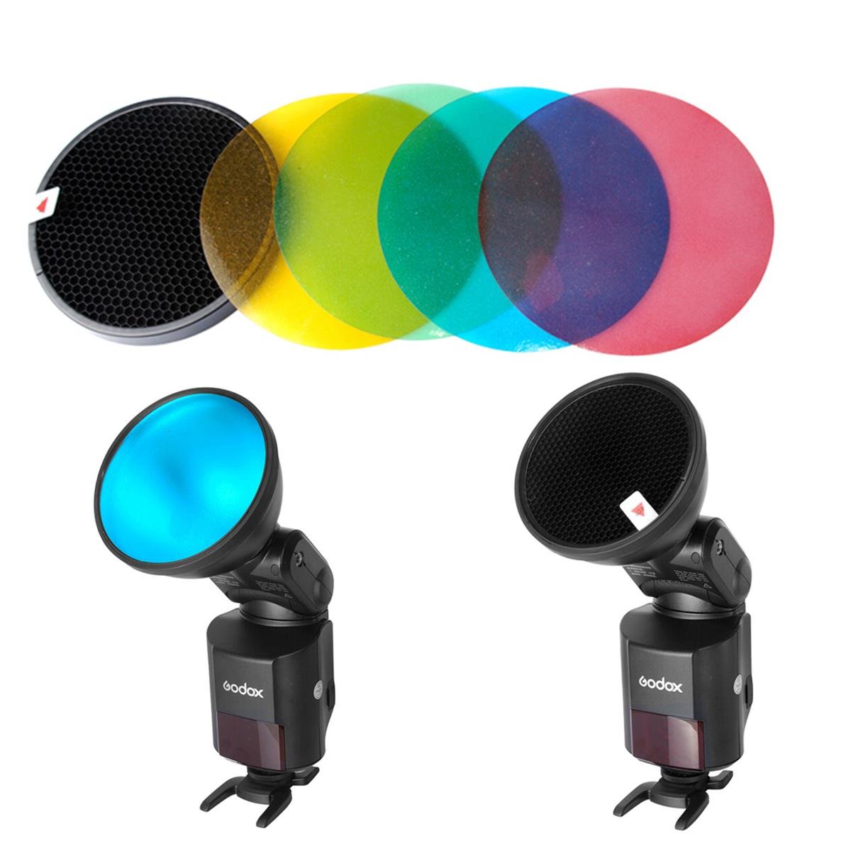 Godox Ad-s11 Color Gel Pack + Reflector Grid Kit for Witstro Flash-ad180 Ad360