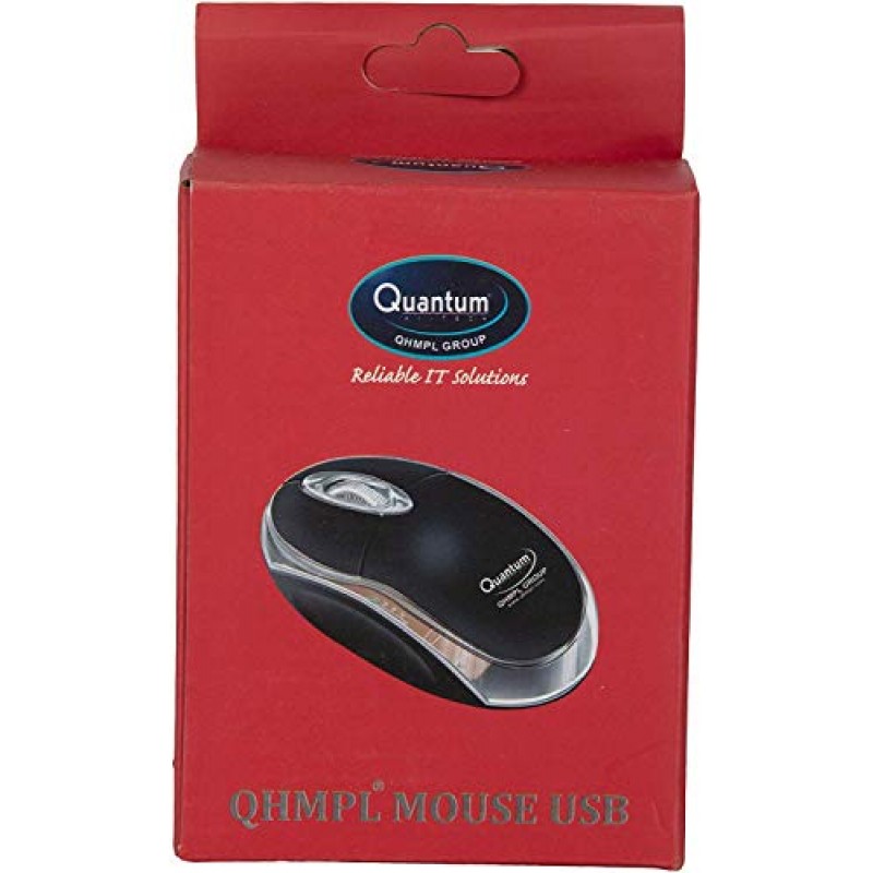 QUANTAM QHM222 USB Mouse (Black) Wired for LAPTOPS and DESKTOPS