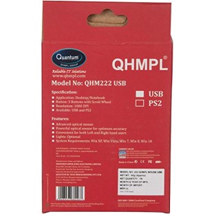 QUANTAM QHM222 USB Mouse (Black) Wired for LAPTOPS and DESKTOPS QUANTAM QHM222 USB Mouse (Black) Wired for LAPTOPS and DESKTOPS