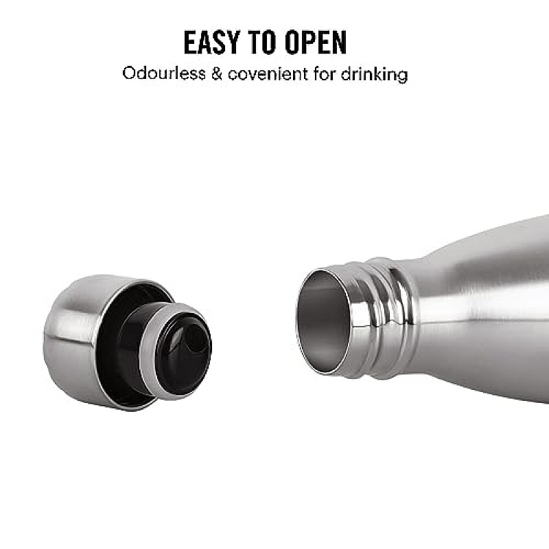 Cello Swift Stainless Steel Vacuum Insulated Flask 1000ml Hot and Cold Water Bottle for Home, Office, Travel