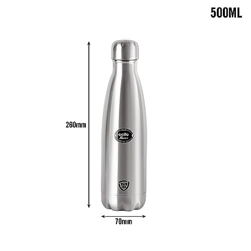 Cello Swift Stainless Steel Vacuum Insulated Flask 1000ml Hot and Cold Water Bottle for Home, Office, Travel