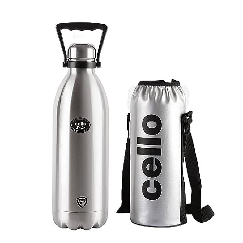 Cello Swift Stainless Steel Vacuum Insulated Flask 1000ml Hot and Cold Water Bottle for Home, Office, Travel