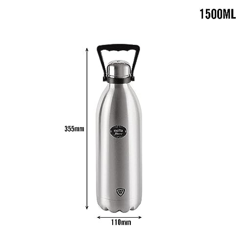 Cello Swift Stainless Steel Vacuum Insulated Flask 1000ml Hot and Cold Water Bottle for Home, Office, Travel