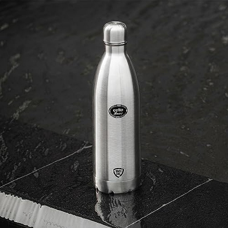 Cello Swift Stainless Steel Vacuum Insulated Flask 1000ml Hot and Cold Water Bottle for Home, Office, Travel