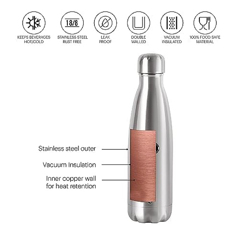 Cello Swift Stainless Steel Vacuum Insulated Flask 1000ml Hot and Cold Water Bottle for Home, Office, Travel