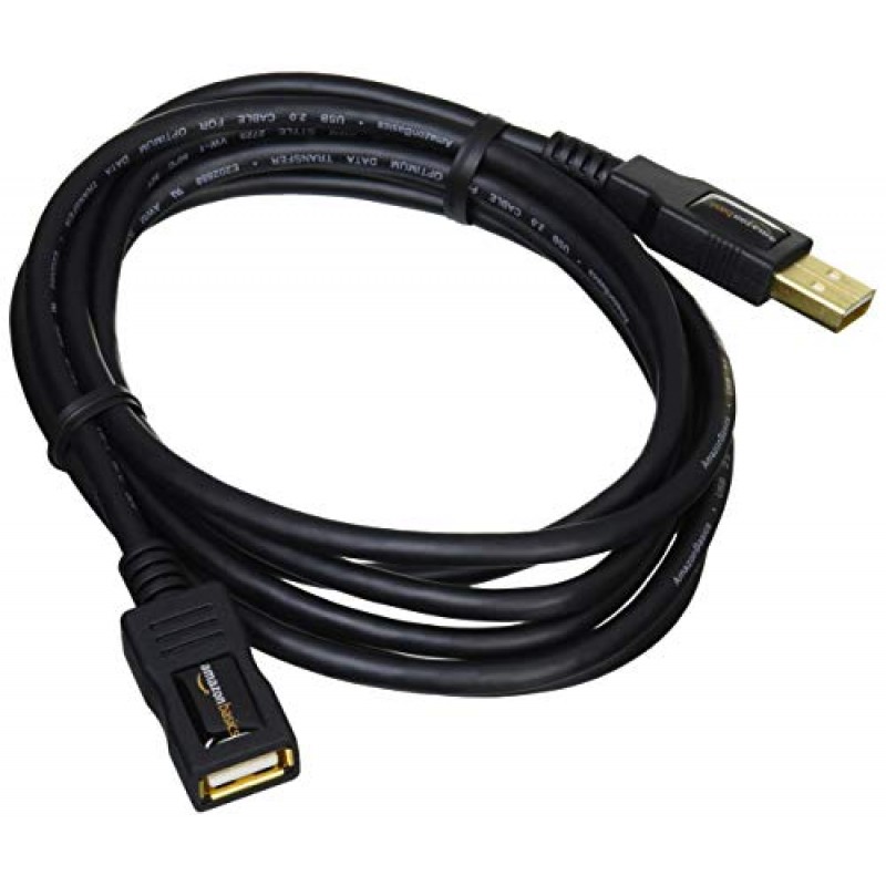Amazon Basics USB 2.0 Extension Cable - A-Male to A-Female for Personal Computer, Printer - 6.5 Feet (Black, 2 Meters) Amazon Basics USB 2.0 Extension Cable - A-Male to A-Female for Personal Computer, Printer - 6.5 Feet (Black, 2 Meters)