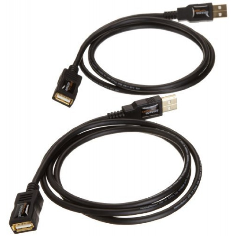 Amazon Basics USB 2.0 Extension Cable - A-Male to A-Female for Personal Computer, Printer - 6.5 Feet (Black, 2 Meters) Amazon Basics USB 2.0 Extension Cable - A-Male to A-Female for Personal Computer, Printer - 6.5 Feet (Black, 2 Meters)