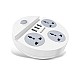 Goldmedal 360 Degree Power Strip (White) Pack Of 1, 6-Outlet International Sockets, 3-Pin 2 Meter Cable, Master Switch With Led Light Indicator And Overload Protector For Home & Office,240Volts