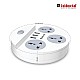 Goldmedal 360 Degree Power Strip (White) Pack Of 1, 6-Outlet International Sockets, 3-Pin 2 Meter Cable, Master Switch With Led Light Indicator And Overload Protector For Home & Office,240Volts