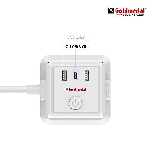 Goldmedal 360 Degree Power Strip (White) Pack Of 1, 6-Outlet International Sockets, 3-Pin 2 Meter Cable, Master Switch With Led Light Indicator And Overload Protector For Home & Office,240Volts Goldmedal 360 Degree Power Strip (White) Pack Of 1, 6-Outlet International Sockets, 3-Pin 2 Meter Cable, Master Switch With Led Light Indicator And Overload Protector For Home & Office,240Volts