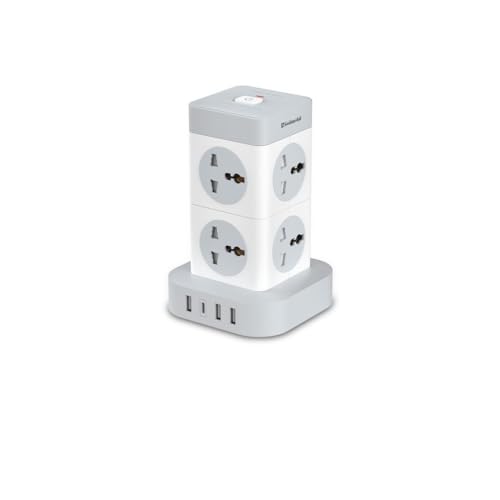 Goldmedal 360 Degree Power Strip (White) Pack Of 1, 6-Outlet International Sockets, 3-Pin 2 Meter Cable, Master Switch With Led Light Indicator And Overload Protector For Home & Office,240Volts Goldmedal 360 Degree Power Strip (White) Pack Of 1, 6-Outlet International Sockets, 3-Pin 2 Meter Cable, Master Switch With Led Light Indicator And Overload Protector For Home & Office,240Volts