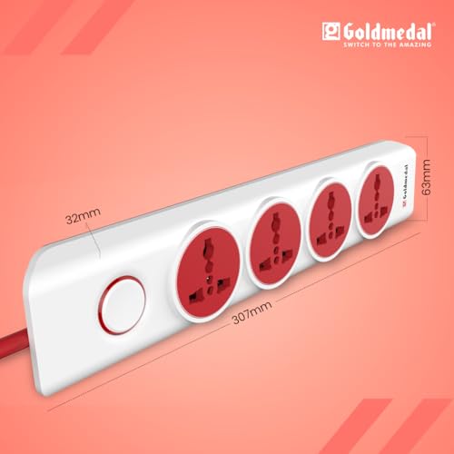 Goldmedal 360 Degree Power Strip (White) Pack Of 1, 6-Outlet International Sockets, 3-Pin 2 Meter Cable, Master Switch With Led Light Indicator And Overload Protector For Home & Office,240Volts Goldmedal 360 Degree Power Strip (White) Pack Of 1, 6-Outlet International Sockets, 3-Pin 2 Meter Cable, Master Switch With Led Light Indicator And Overload Protector For Home & Office,240Volts