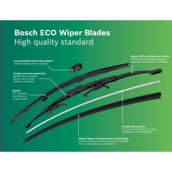 Bosch ECO (Single) Economical Wiper Blade Size 24 Inch 3397011651END Bosch ECO (Single) Economical Wiper Blade Size 24 Inch 3397011651END