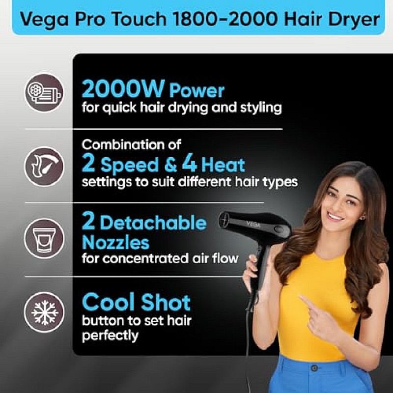 Vega Vhdp-02 Professional Hair Dryer 2000W Black