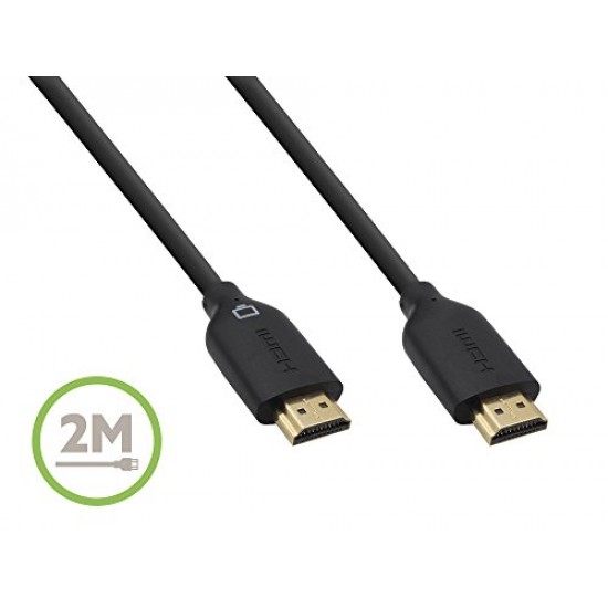 Belkin 2 Meter High-Speed Gold-Plated HDMI Cable, Supports 3D, 4K, 1080p, Audio Return and Ethernet for TV - Black