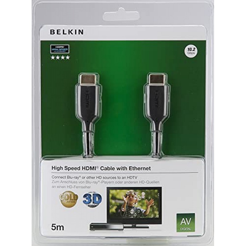 Belkin High Speed HDMI Cable with Ethernet - 5 Meter (Black)