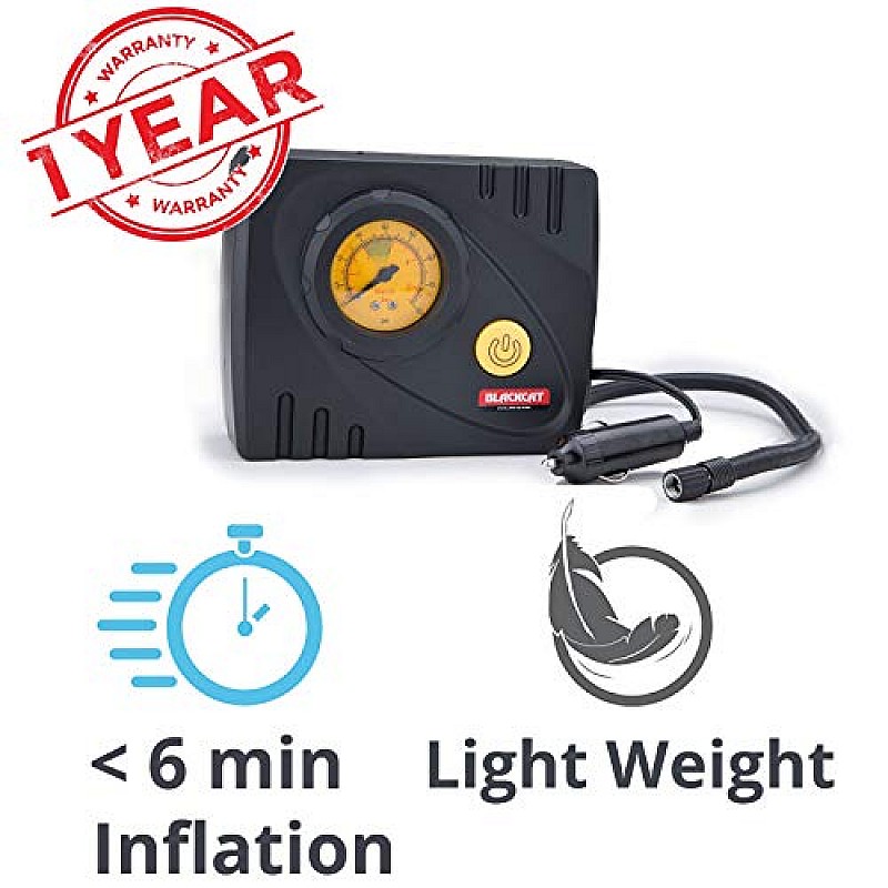 Blackcat Compact Portable Tyre Inflator/Air Pump for Cars & Bikes | Liliput