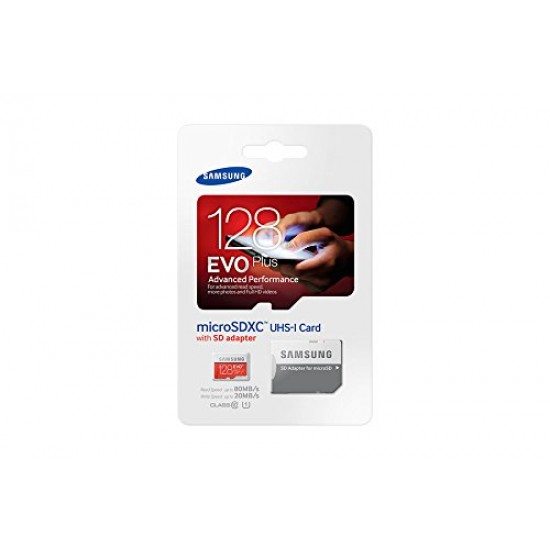 Samsung EVO Plus Class 10 128GB MicroSD 80 MB/S Memory Card with SD Adapter (MB-MC128D)