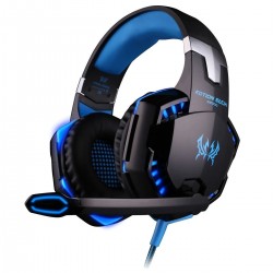 Kotion Each Wired Over the Ear Headsets with Mic & LED - G2000 Edition (Black/Blue)