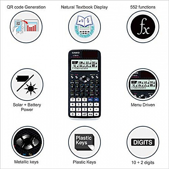 Casio FX-991EX Classwiz Non-Programmable Scientific Calculator, 552 Functions with Menu Driven Interface, Black