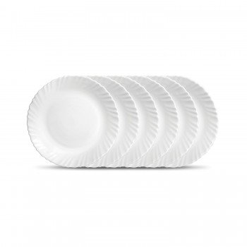 La Opala Glass Plain Classique Collection Full Plate Set 6 Pieces