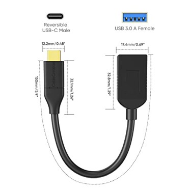 AIRTREE Short USB-C to USB 3.0 Female Adapter 0.5 FT Gen1 AIRTREE Short USB-C to USB 3.0 Female Adapter 0.5 FT Gen1