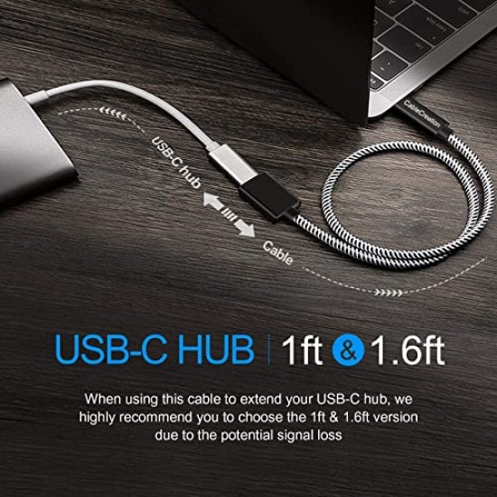 AIRTREE  Short USB-C to USB 3.0 Female Adapter, 0.5 FT (Gen1) USB3.1 Black
