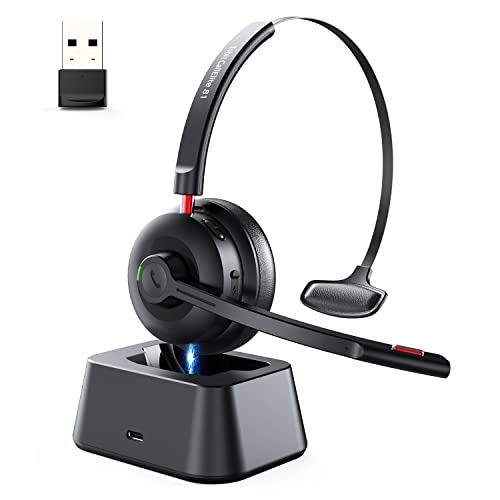 Tribit Wireless Headset with Mic, Bluetooth 5.0 AI Noise Cancelling On Ear Headphones, Business Headset with USB Dongle, Black Tribit Wireless Headset with Mic, Bluetooth 5.0 AI Noise Cancelling On Ear Headphones, Business Headset with USB Dongle, Black