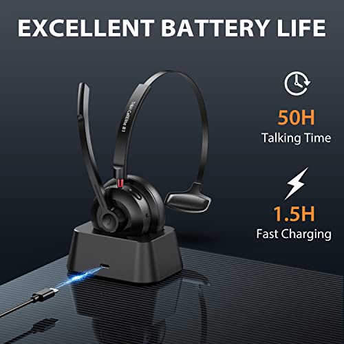 Tribit Wireless Headset with Mic, Bluetooth 5.0 AI Noise Cancelling On Ear Headphones, Business Headset with USB Dongle, Black Tribit Wireless Headset with Mic, Bluetooth 5.0 AI Noise Cancelling On Ear Headphones, Business Headset with USB Dongle, Black