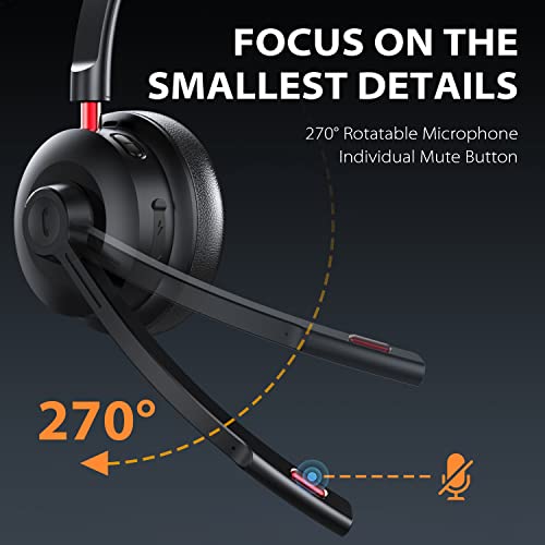 Tribit Wireless Headset with Mic, Bluetooth 5.0 AI Noise Cancelling On Ear Headphones, Business Headset with USB Dongle, Black Tribit Wireless Headset with Mic, Bluetooth 5.0 AI Noise Cancelling On Ear Headphones, Business Headset with USB Dongle, Black