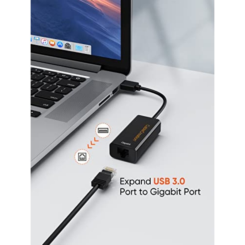 CableCreation USB to Ethernet Adapter, USB 3.0 to 10/100/1000 Gigabit Wired LAN Network Adapter Windows, MacBook