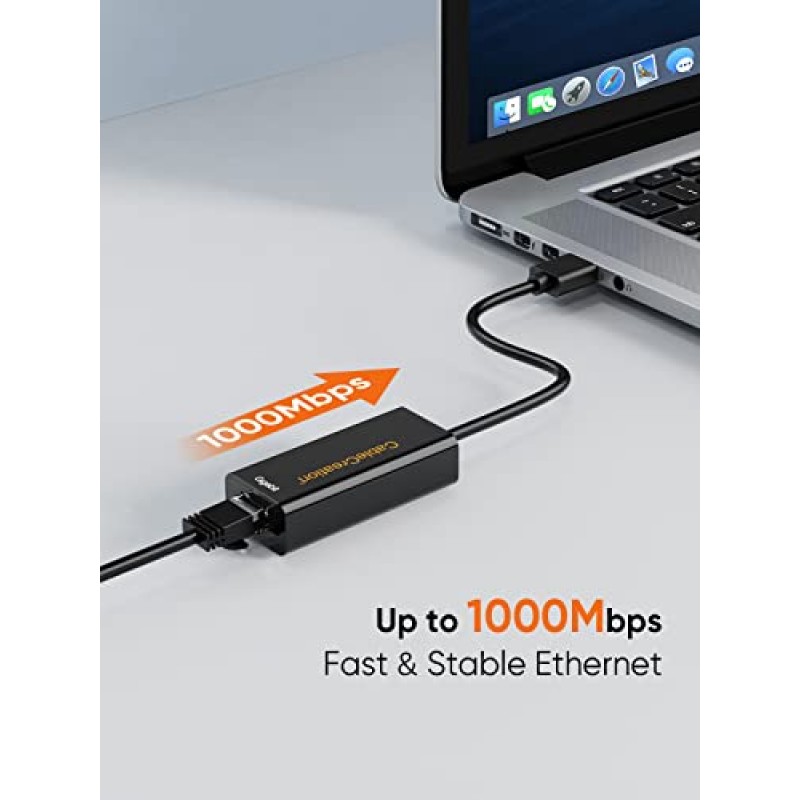 CableCreation USB to Ethernet Adapter, USB 3.0 to 10/100/1000 Gigabit Wired LAN Network Adapter Windows, MacBook