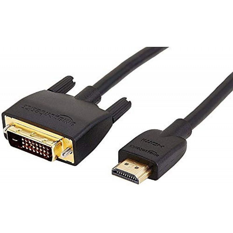 Amazon Basics HL-007347 HDMI Input to DVI Output (Not VGA) Adapter Cable, 6 Feet, Black