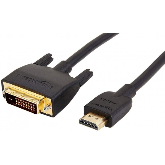 Amazon Basics HL-007347 HDMI Input to DVI Output (Not VGA) Adapter Cable, 6 Feet, Black